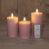 123led Led kaars 7,5 x 10 cm, 12,5 cm, 15 cm | Lila | 3D vlam | 3 stuks  LCO00273