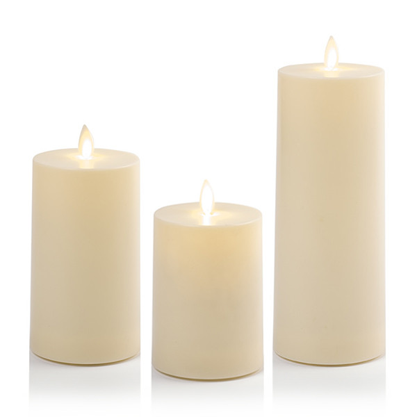 Led kaars voor buiten 8 x 13 cm, 16 cm, 22 cm | Ivoor | Bewegende vlam | 3 stuks LCO00665 - 1