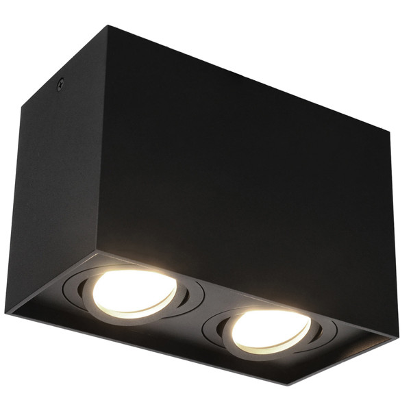 123led Led opbouwspot | Rechthoek | Zwart | 2x GU10 fitting  LDR07112 - 2