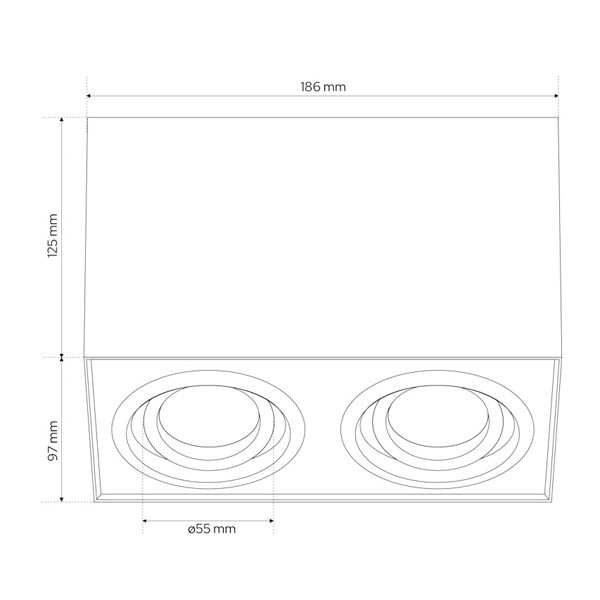 123led Led opbouwspot | Rechthoek | Zwart | 2x GU10 fitting  LDR07112 - 7