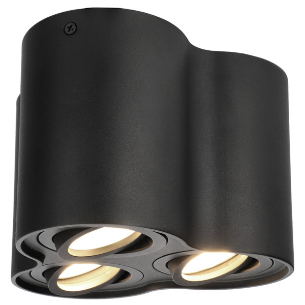 123led Led opbouwspot | Rond | Zwart | 3x GU10 fitting  LDR07109 - 2