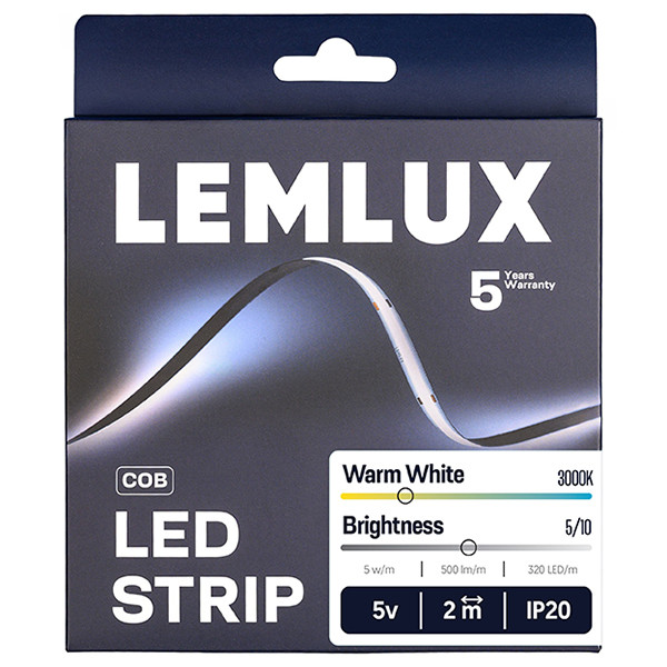 Led strip 2 meter USB | 3000K | COB | 320 leds p/m | IP20 | 5V LLE00006 - 1