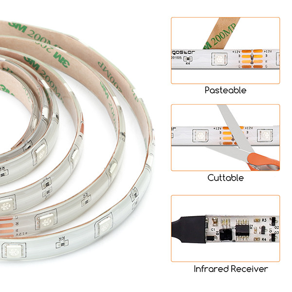 123led Led strip 3 meter set | RGB | SMD 5050 | 30 leds p/m | IP65 | 12V  LDR03479 - 8