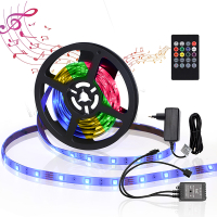 123led Led strip 3 meter set | RGB | SMD 5050 | Muziekfunctie | 30 leds p/m | IP65 | 12V  LDR03483