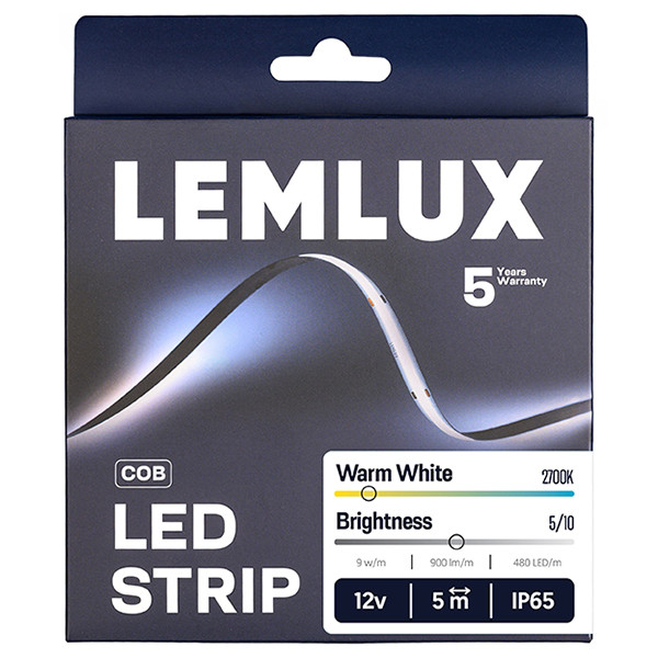 Led strip 5 meter | 2700K | COB | 480 leds p/m | IP65 | 12V LLE00002 - 1