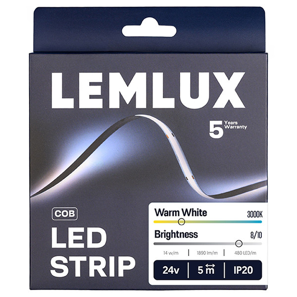 Led strip 5 meter | 3000K | COB | 480 leds p/m | IP20 | 24V LLE00014 - 1
