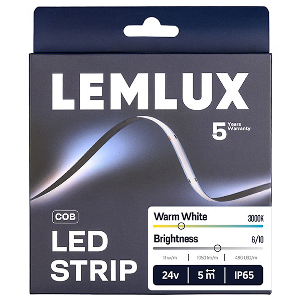 Led strip 5 meter | 3000K | COB | 480 leds p/m | IP65 | 24V LLE00013 - 1