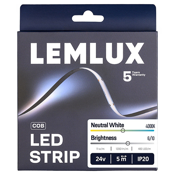 Led strip 5 meter | 4000K | COB | 480 leds p/m | IP20 | 24V LLE00019 - 1