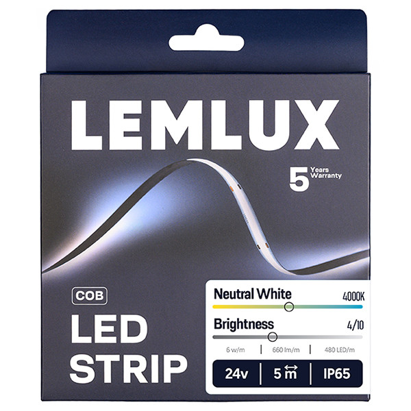 Led strip 5 meter | 4000K | COB | 480 leds p/m | IP65 | 24V LLE00041 - 1