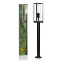 123led Led tuinlantaarn glas | Hudson | E27 fitting | IP44 | Zwart  LDR08508