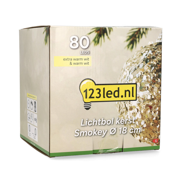 Lichtbol kerst | Ø 18 cm | Extra warm wit & warm wit | 80 lampjes | Smokey LDR07337 - 7