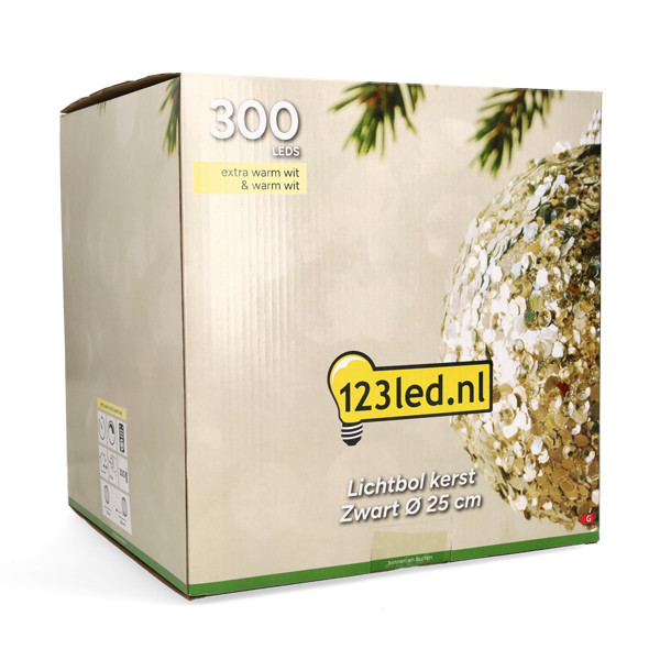 Lichtbol kerst | Ø 25 cm | Extra warm wit & warm wit | 300 lampjes | Zwart LDR07335 - 8