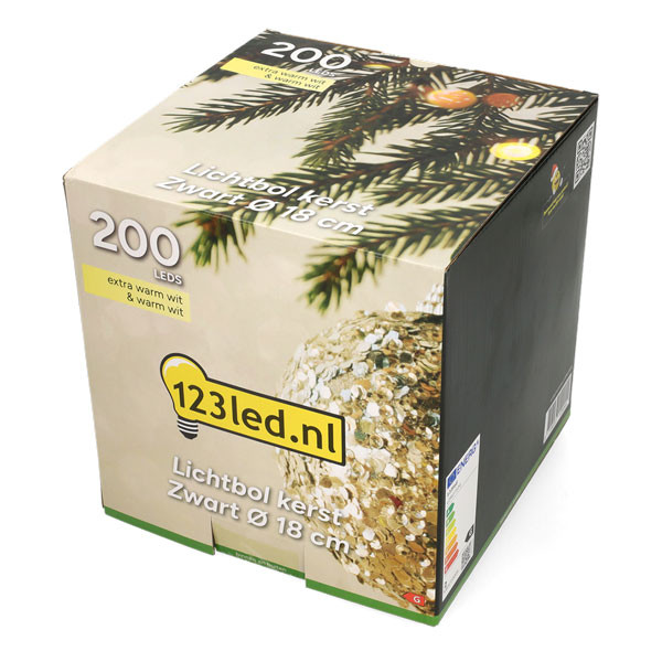 Lichtbol kerst Ø 18 cm | Extra warm wit & warm wit | 200 lampjes | Zwart LDR07334 - 7