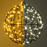 Lichtbol kerst Ø 18 cm | Extra warm wit & warm wit | 200 lampjes | Zwart LDR07334