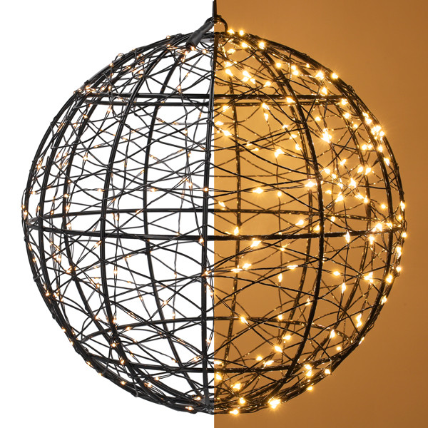 Lichtbol kerst Ø 25 cm | Extra warm wit & twinkle | 300 lampjes | Zwart LDR07392 - 1