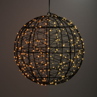 Lichtbol kerst Ø 25 cm | Extra warm wit & warm wit | 300 lampjes | Zwart LDR07335