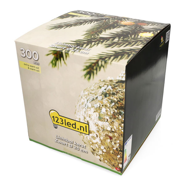 Lichtbol kerst Ø 25 cm | Extra warm wit & warm wit | 300 lampjes | Zwart LDR07335 - 7