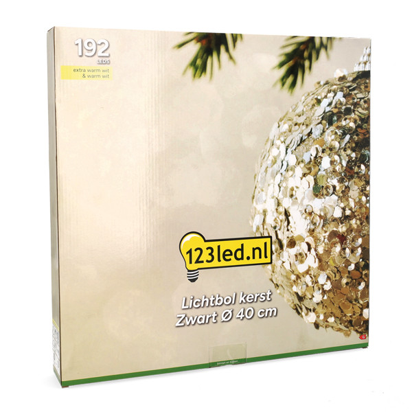 Lichtbol kerst Ø 40 cm | Extra warm wit & warm wit | 192 lampjes | Zwart LDR07331 - 7