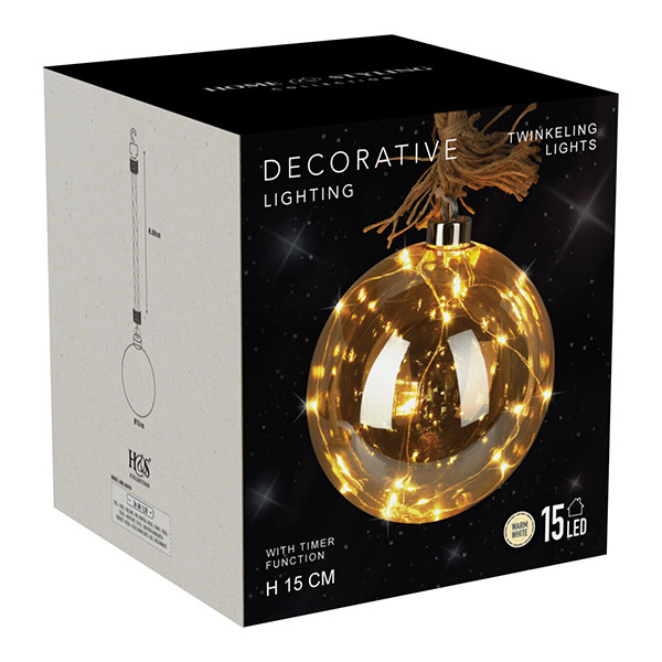 Lichtbol kerst op batterijen | Ø 15 cm | Amber | 15 lampjes | Warm wit LKO00869 - 2