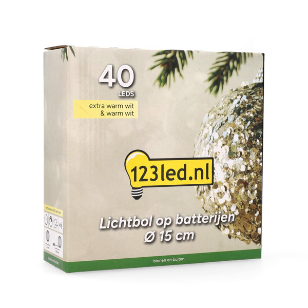 Lichtbol op batterijen Ø 15 cm | Extra warm wit & warm wit | 40 lampjes LDR07352 - 7
