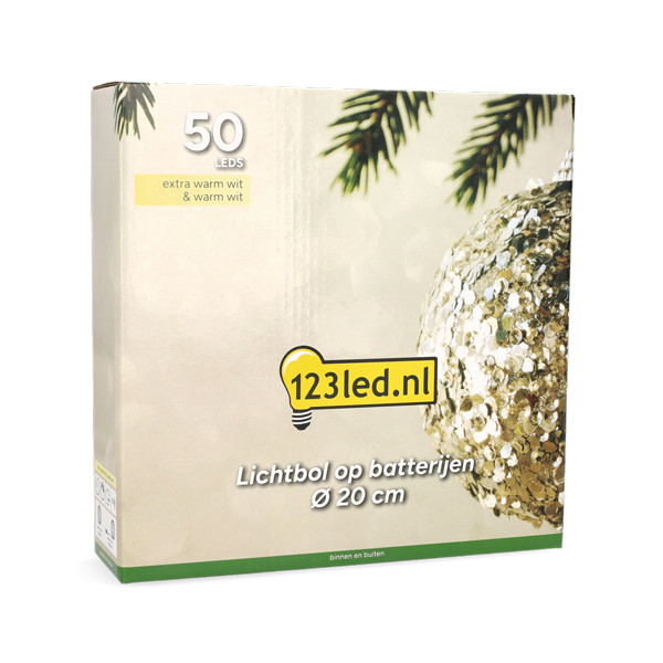 Lichtbol op batterijen Ø 20 cm | Extra warm wit & warm wit | 50 lampjes LDR07353 - 7
