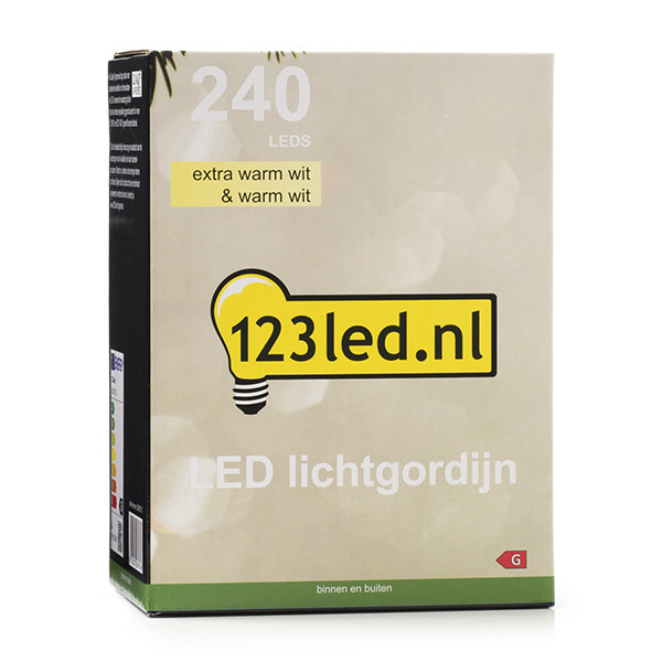 123led Lichtgordijn 225x150 | extra warm wit & warm wit | 240 lampjes  LDR07013 - 8