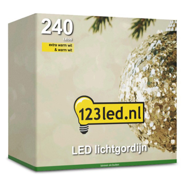123led Lichtgordijn 225x150 | extra warm wit & warm wit | 240 lampjes  LDR07013 - 3