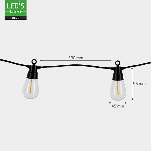 Lichtsnoer buiten 6.5 meter | Edison ST38 | Daglichtsensor | 1800K | 10 lampjes LDR06828 - 6