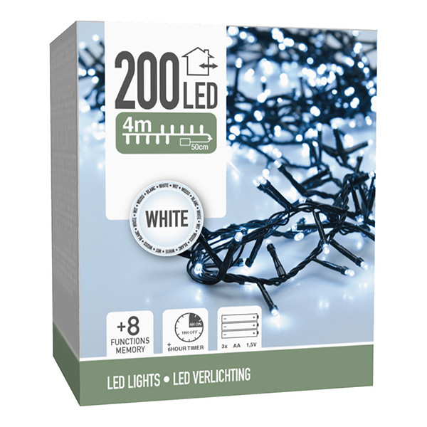 Micro clusterverlichting op batterijen 4,5 meter | koud wit | 200 lampjes LKO00866 - 1