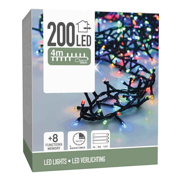 Micro clusterverlichting op batterijen 4,5 meter | multicolor | 200 lampjes LKO00862 - 1