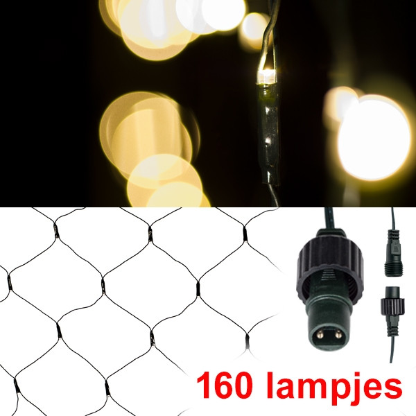 123led Netverlichting 2 x 1 m uitbreiding | extra warm wit | 160 lampjes  LKO00054 - 1