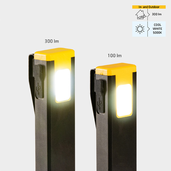123led Oplaadbare looplamp | 5000K | 300 lumen | IP53 | Zwart  LDR06800 - 2
