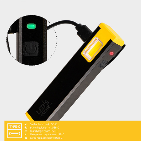 123led Oplaadbare looplamp | 5000K | 300 lumen | IP53 | Zwart  LDR06800 - 6
