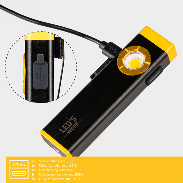 123led Oplaadbare looplamp | 5000K | 500 lumen | IP53 | Zwart  LDR06801 - 6