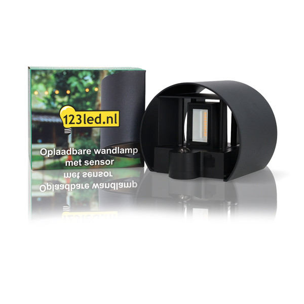 Oplaadbare wandlamp met sensor | Up & Down | Alvin | 2700K | 300 lumen | IP54 | 2.5W | Zwart LDR08568 - 6