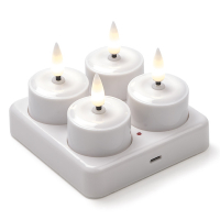 Oplaadbare waxinelichtjes | Ø 4 cm | Wit | 3D vlam | Startset | 4 stuks LKO00919