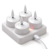 Oplaadbare waxinelichtjes | Ø 4 cm | Wit | 3D vlam | Startset | 4 stuks LKO00919 - 2