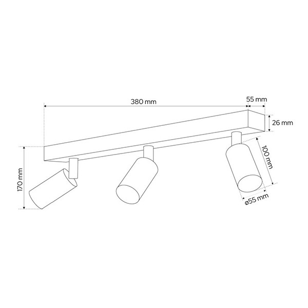 123led Plafondspot 3x GU10 incl. fitting (Zwart, 10cm hoog)  LDR07124 - 4