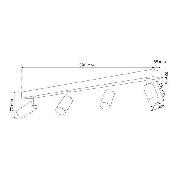 123led Plafondspot 4x GU10 incl. fitting (Zwart, IP20, 10cm hoog)  LDR07125 - 5