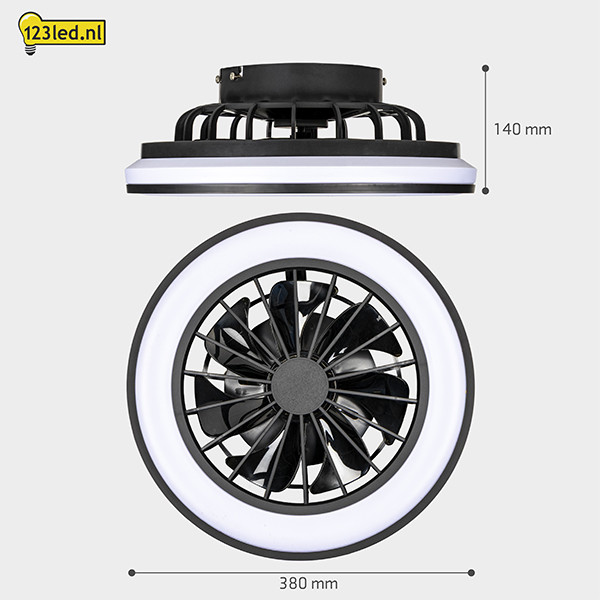 Plafondventilator met LED lamp | Ø 38 cm | 2700-4000K | Zwart | 39W LDR02470 - 5