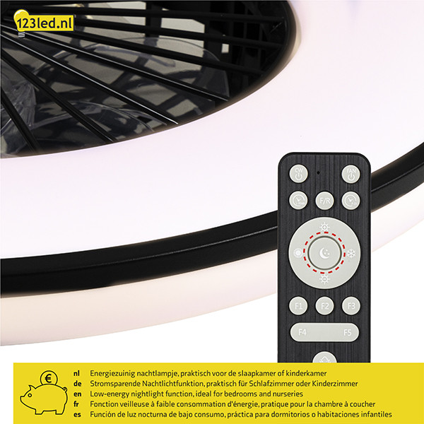 Plafondventilator met LED lamp | Ø 48.5 cm | 2000-4000K | Zwart | 63W LDR02466 - 6