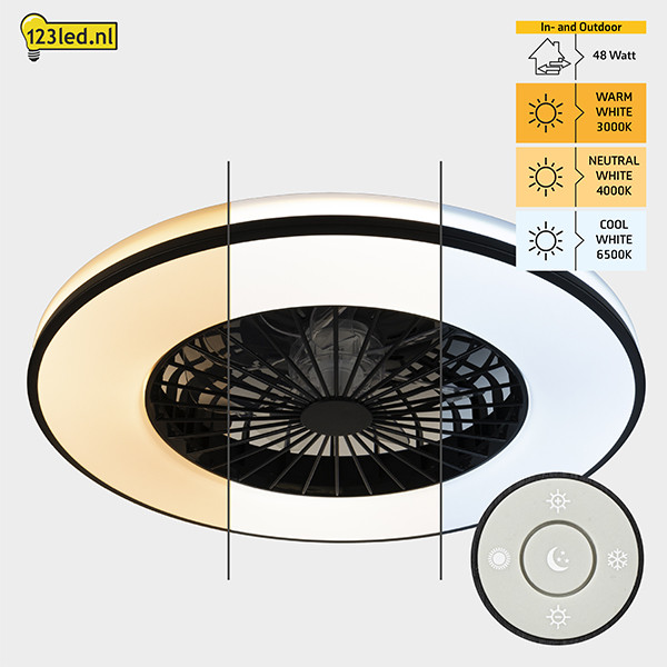 Plafondventilator met LED lamp | Ø 48.5 cm | 2700-6500K | Zwart | 63W LDR02466 - 4