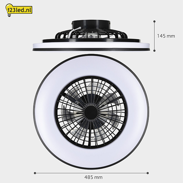 Plafondventilator met LED lamp | Ø 48.5 cm | 2700-6500K | Zwart | 63W LDR02466 - 7