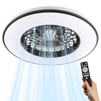 123led Plafondventilator met LED lamp | Ø 48.5 cm | 3000-6500K | Zwart/Wit | 48W  LDR06826