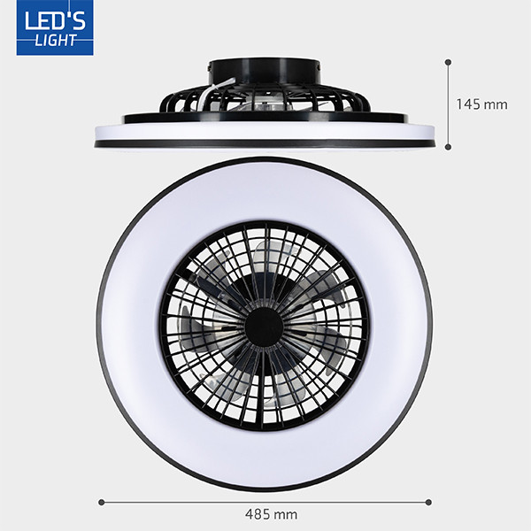 123led Plafondventilator met LED lamp | Ø 48.5 cm | 3000-6500K | Zwart/Wit | 48W  LDR06826 - 6