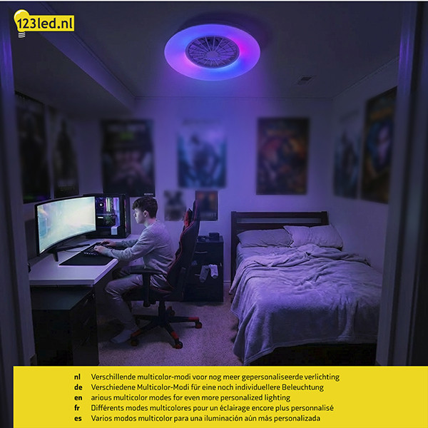 Plafondventilator met LED lamp | Ø 48.5 cm | RGB + 2700-6500K | Wit | 39W LDR02468 - 6