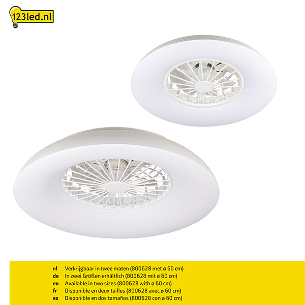 Plafondventilator met LED lamp | Ø 48.5 cm | RGB + 2700-6500K | Wit | 39W LDR02468 - 7