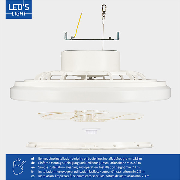 123led Plafondventilator met LED lamp | Ø 48 cm | 2000-4000K | Wit | 55W  LDR06772 - 6