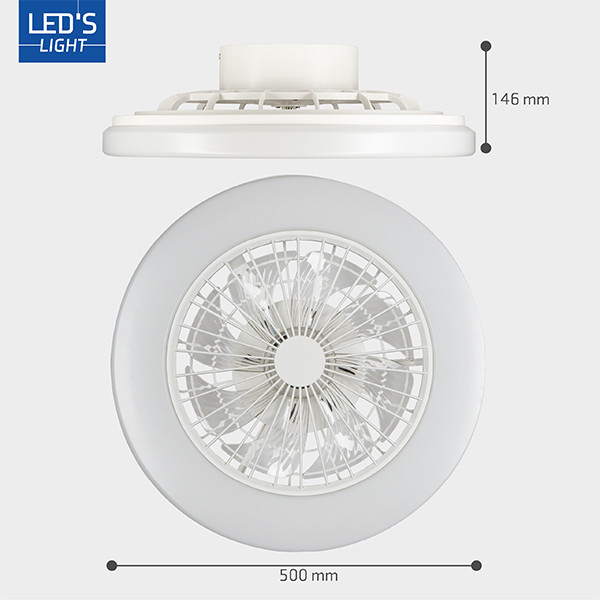 123led Plafondventilator met LED lamp | Ø 48 cm | 2000-4000K | Wit | 55W  LDR06772 - 7