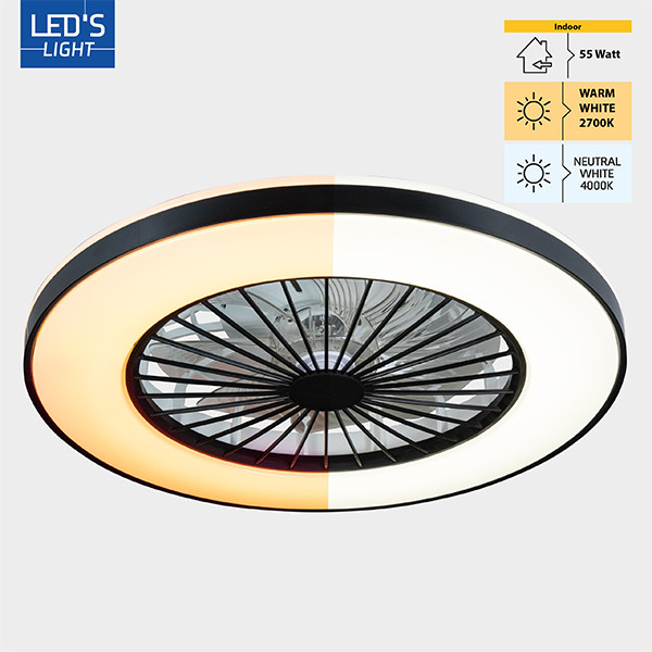 123led Plafondventilator met LED lamp | Ø 48 cm | 2000-4000K | Zwart | 55W  LDR06773 - 2